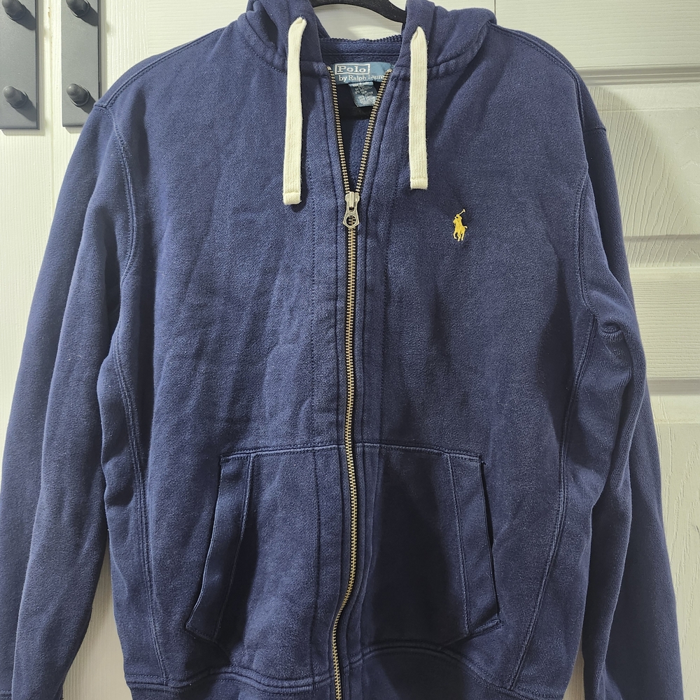 Ralph Lauren Navy Hoodie with Yellow Logo
